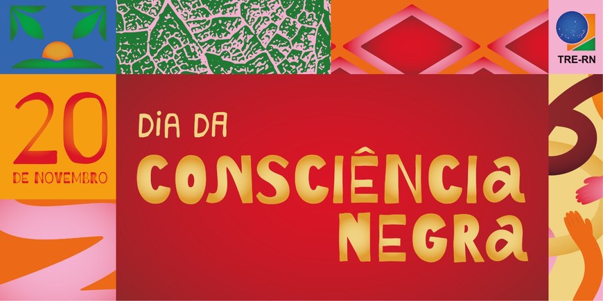 A imagem é um cartaz colorido que celebra o Dia da Consciência Negra, que ocorre em 20 de novemb...