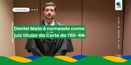 A foto mostra um homem de terno, Daniel Maia. Ao lado da foto, há um texto em fundo verde que di...