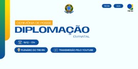 Banner em fundo branco com o texto "CERIMÔNIA DE POSSE DIPLOMAÇÃO EM NATAL". Abaixo, há informaç...