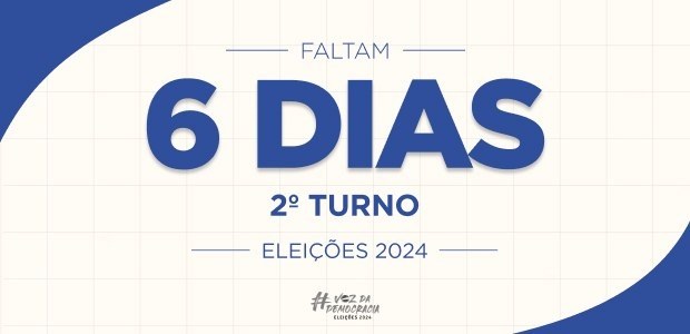 Banner com fundo branco. Centralizado, em letras grandes e azuis, o título "faltam 6 dias: 2º tu...