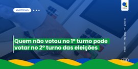 Banner com fundo azul transparente, com uma urna eletrônica ao fundo. No centro, o título "quem ...