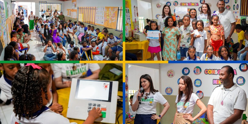 Cerca de 70 crianças e professores da Escola M. Sérgio Varela, em Ceará-Mirim, participaram da ação