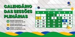 No mês de outubro, haverá sessão no domingo (6), primeiro turno das eleições